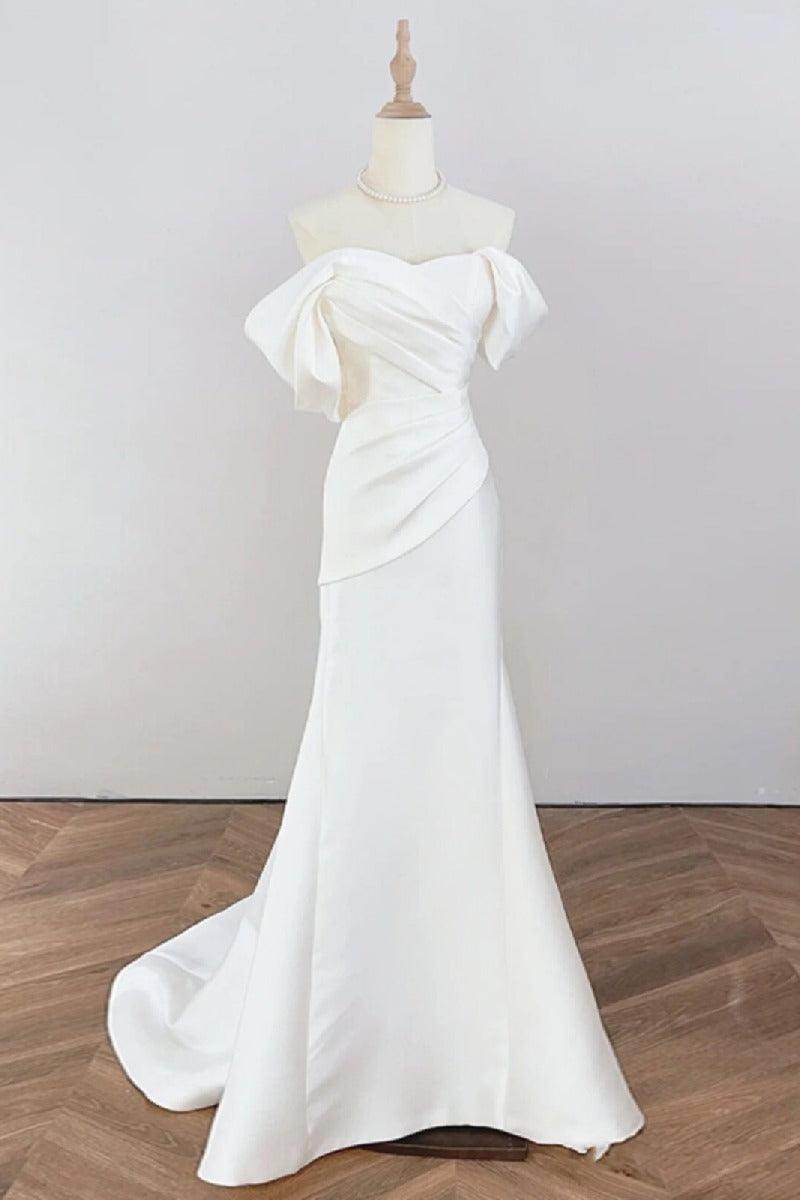 Trumpet-Mermaid Sweep-Brush Train Satin Wedding Dress 730322630162 - COCOMELODY